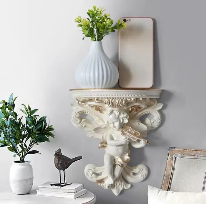 Étagères murales créatives en résine pour la décoration de la maison, support de rangement pour la maison, étagère vintage, bleu et blanc, décor à la maison