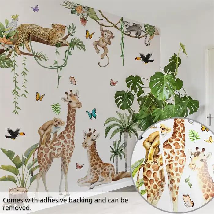Grands autocollants muraux animaux de la forêt chambre d'enfants Jungle Safari girafe singe stickers