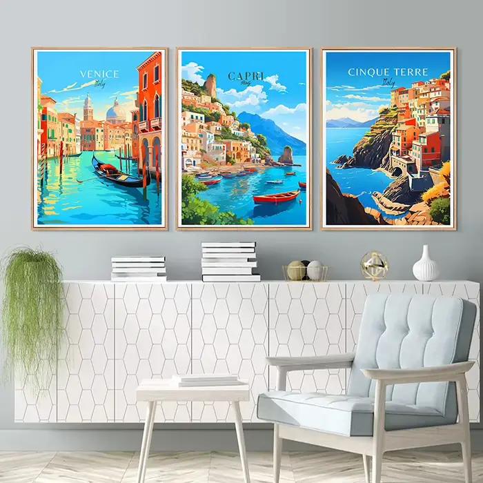 Affiche de voyage en ville d'italie