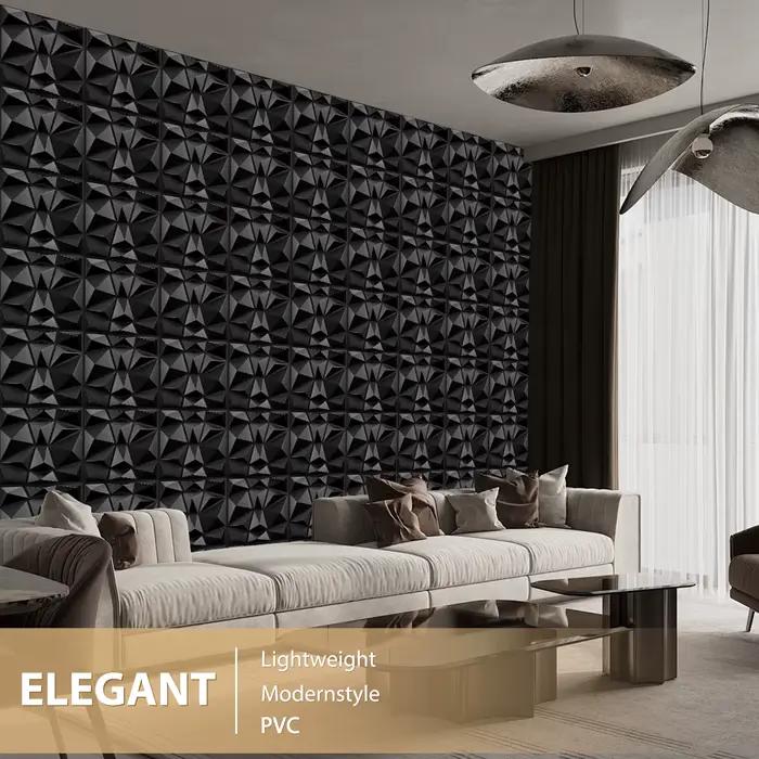 Panneaux muraux 3D pour décoration murale intérieure, panneaux muraux d'accent texturé de diamant moderne pour salon de jeu, paquet de 12/20/30