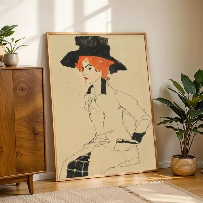 E-Egon Schiele Art Classic Painting Poster HD autocollants muraux auto-adhésifs pour chambre à coucher
