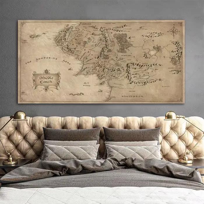 Peinture sur toile vintage de la Terre du Milieu