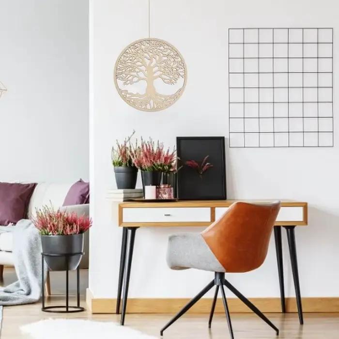 Arbre de vie en bois, décor artistique mural suspendu