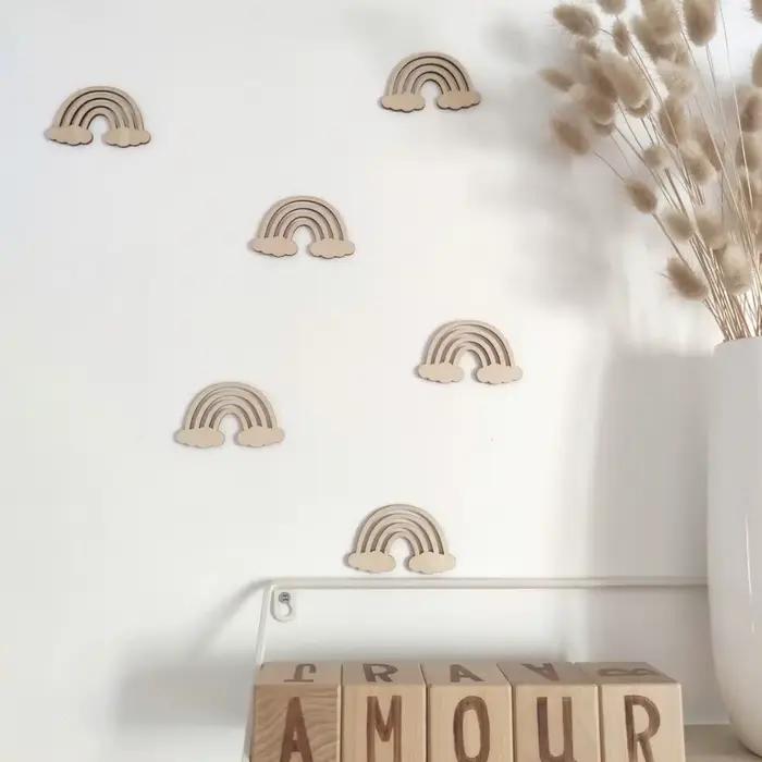 Autocollants muraux créatifs fleurs auto-adhésifs en bois