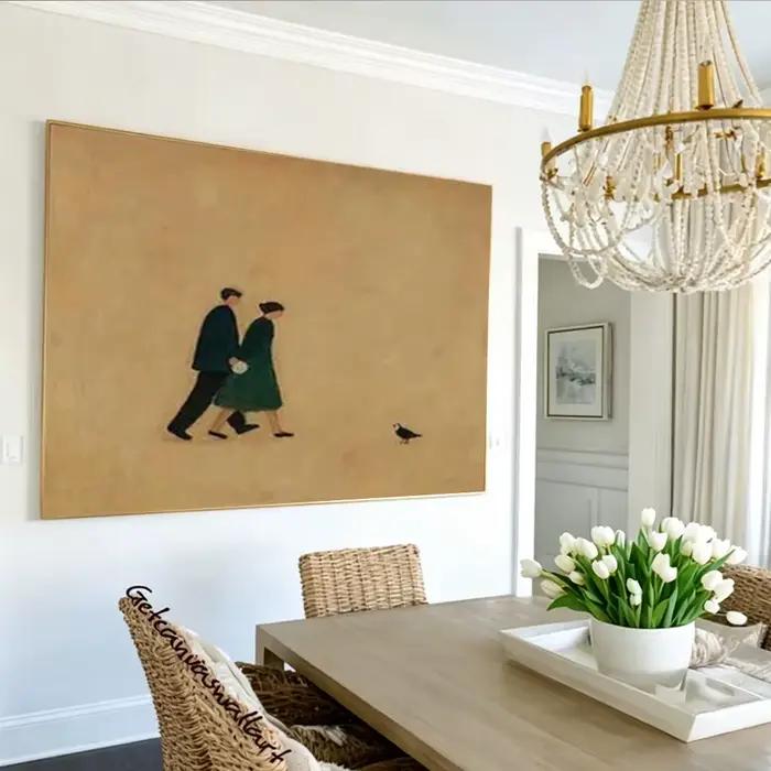 Peinture à l'huile abstraite artisanale de grande taille sur toile