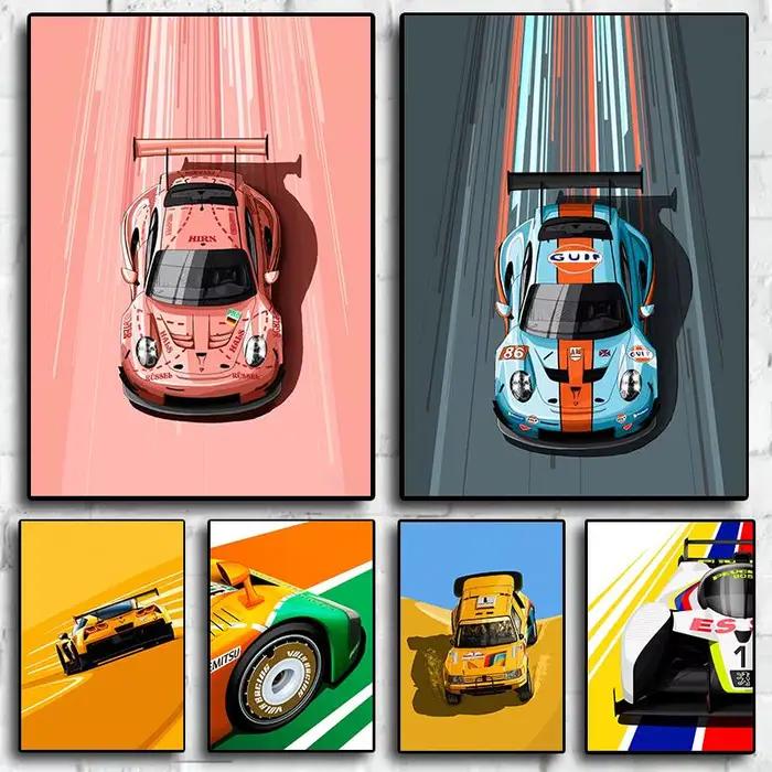Affiche toile peinture mur Art Racer affiches esthétique sport automobile pour salon garçons décor à la maison 1PC moderne dessin animé voiture de course