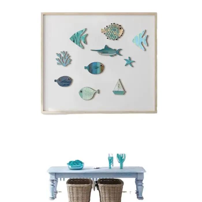 Décoration murale de poisson en bois suspendue