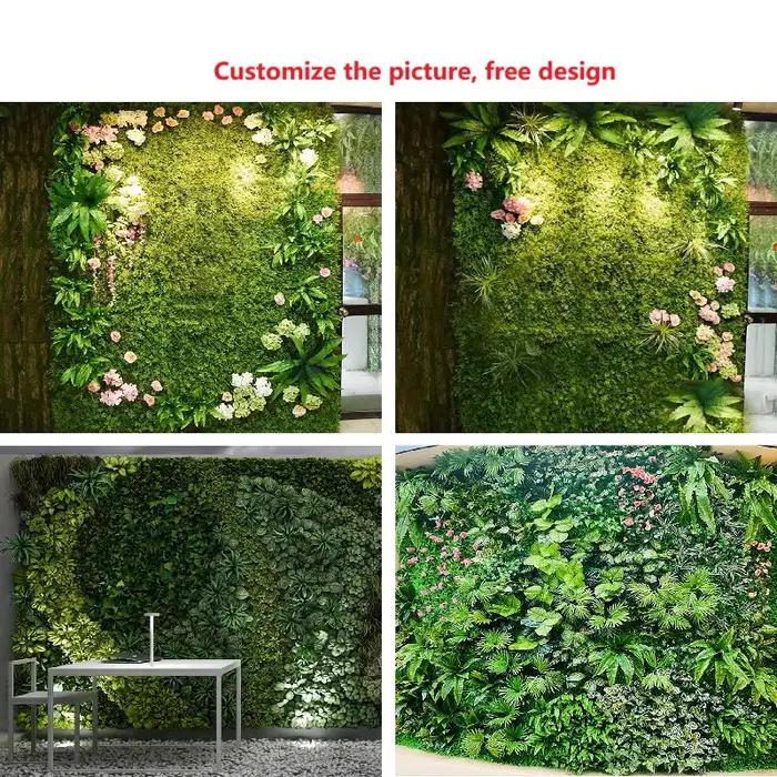 Décoration de hall feuilles de richesse artificielles plantes vertes de la Jungle murs bricolage mariage 40*60 cm mur de plante de Simulation en plastique