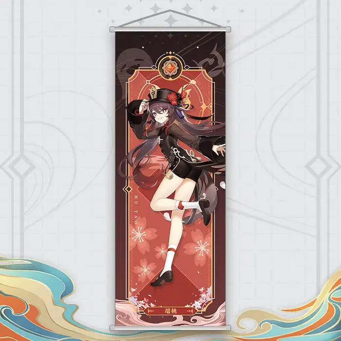 Xiao Yelan Kazuha Hutao Genshin Impact défilement toile tenture murale peinture décor à la maison Anime affiche mur Art chambre décoration