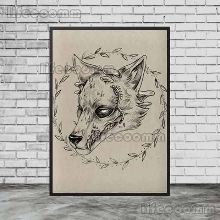 Toile d'art mural Vintage loup loup-garou pour garçon et fille