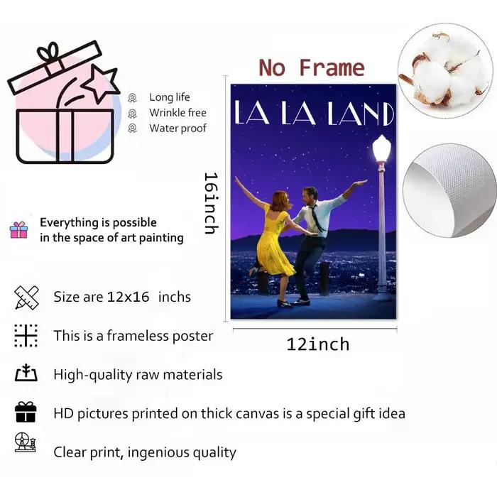 Affiche sur toile de calligraphie de film classique La La Land: sans plis