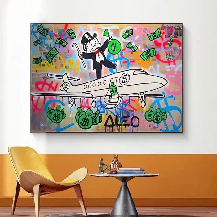 Alec monopole toile peinture Graffiti millionnaire argent rue Art affiches imprime photo pour salon décor Cuadro sans cadre