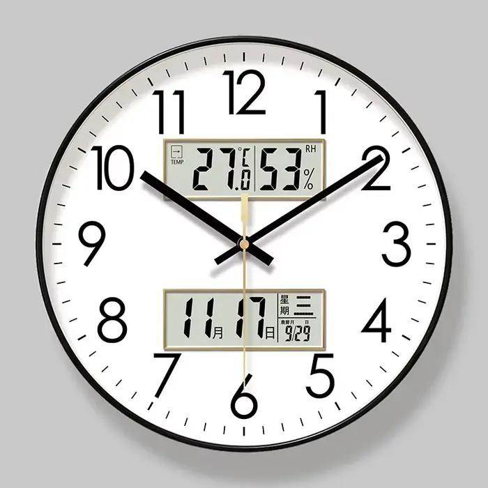 Horloge murale atomique moderne température calendrier numérique analogique