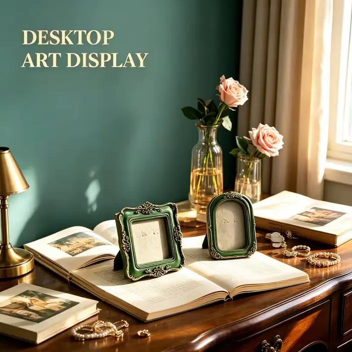 Mini cadre photo vintage baroque, décoration murale ou de table, cadre photo en résine en relief, art européen, décoration de bijoux, accessoires photo