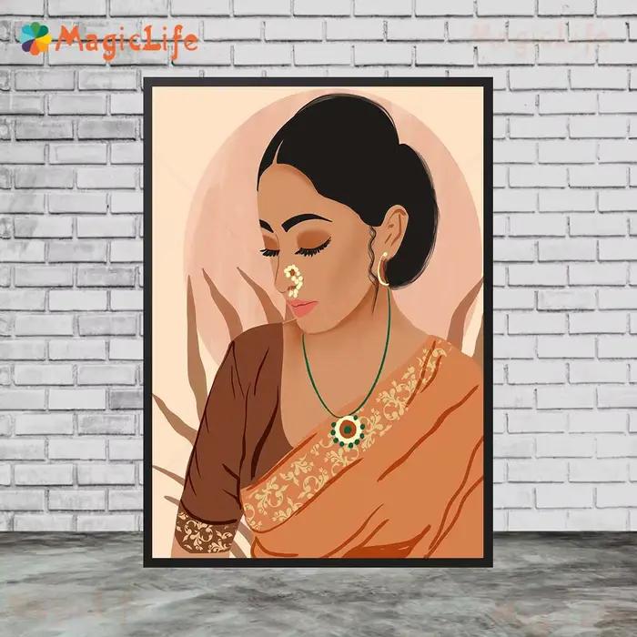 Affiche murale indienne d'asie du sud pour femmes