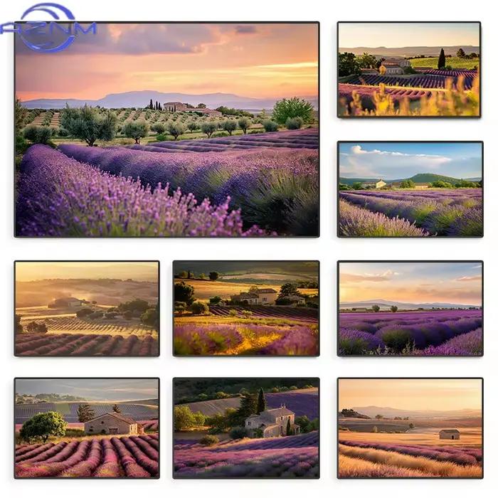 AZNM Affiche sur toile Paysage moderne du coucher de soleil à la Provence