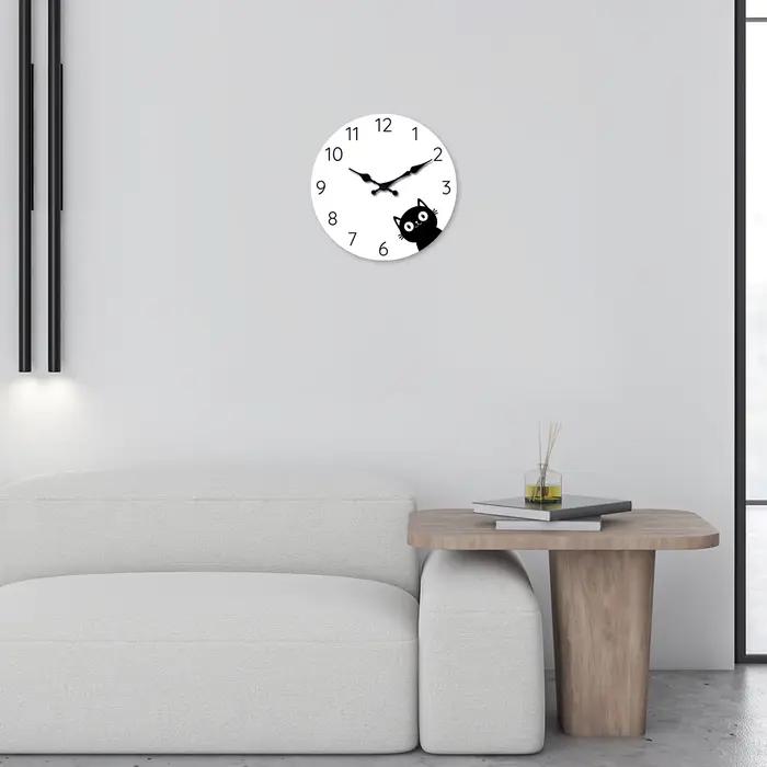 Horloge murale moderne en bois de chat noir Normcore salon chambre cuisine décoration de la maison