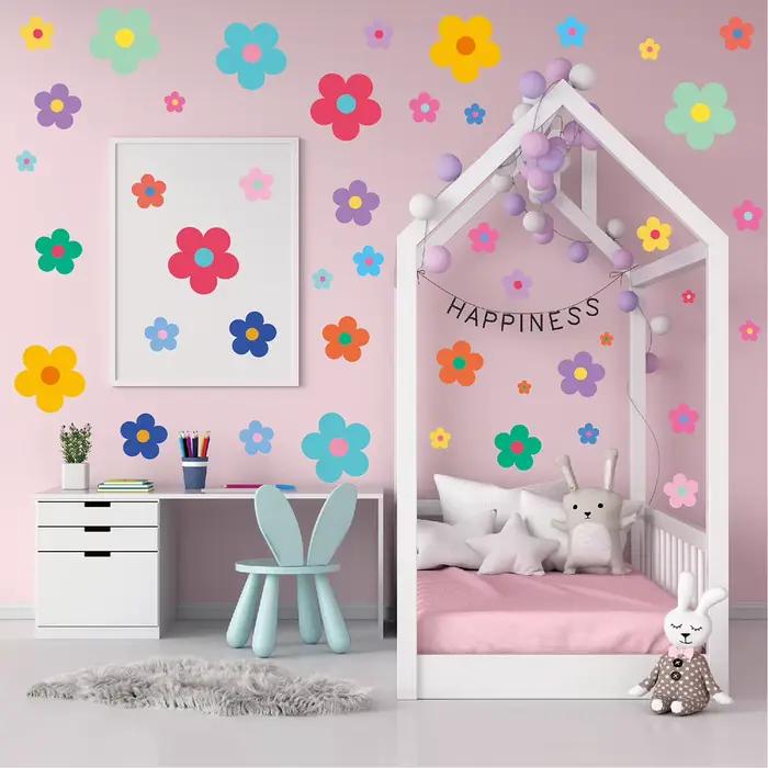 Stickers muraux de fleurs fantastiques colorées – Autocollant