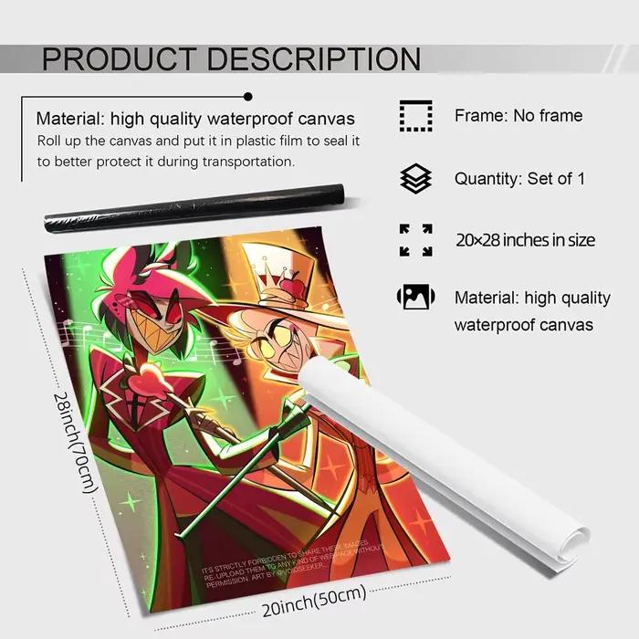Anime h-hazbin h-hôtel Alastor peinture calligraphie toile affiche mur Art intérieur couloir décoration de la maison cadeaux de vacances