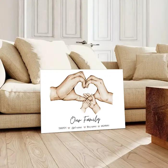 Affiche personnalisée à main de famille