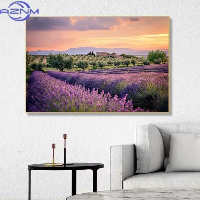 AZNM Affiche sur toile Paysage moderne du coucher de soleil à la Provence