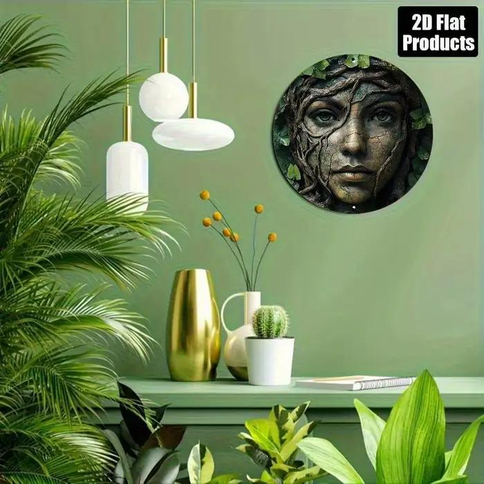 1 décoration murale vintage - Présentant un motif de visage féminin naturel et de feuilles