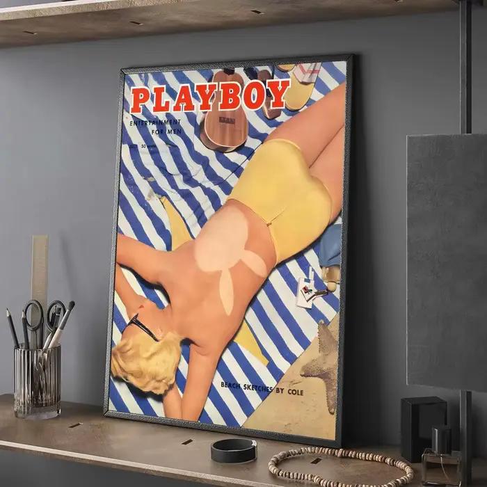 Affiche de mode rétro jouer garçon fleurs lapin