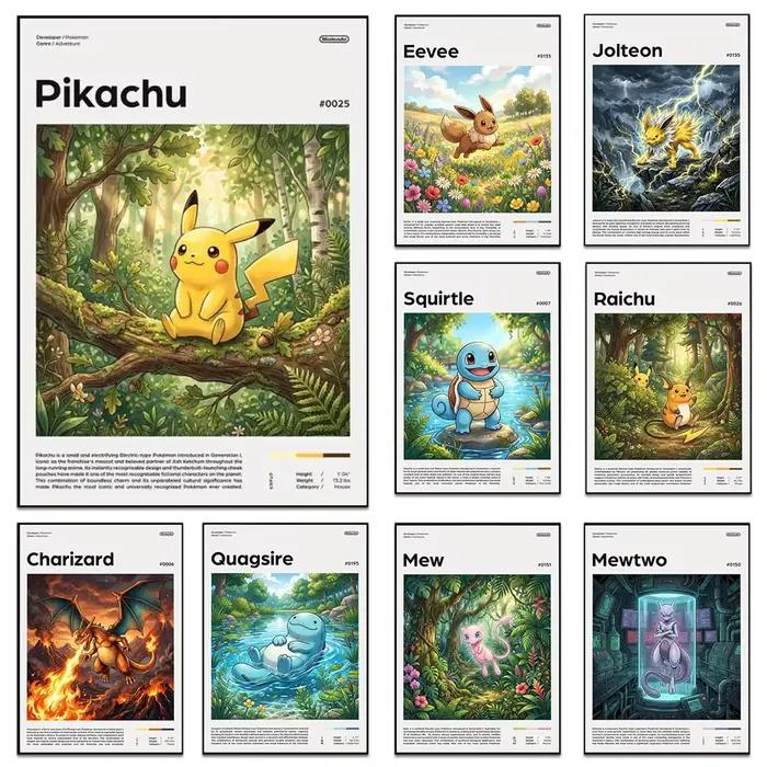 Bandai – affiche classique d'anime japonais Pokemon