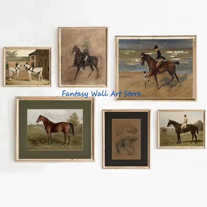 Peinture à l'huile de Style cheval Vintage