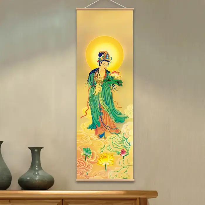 Peinture d'art mural sur toile avec cintre en bois