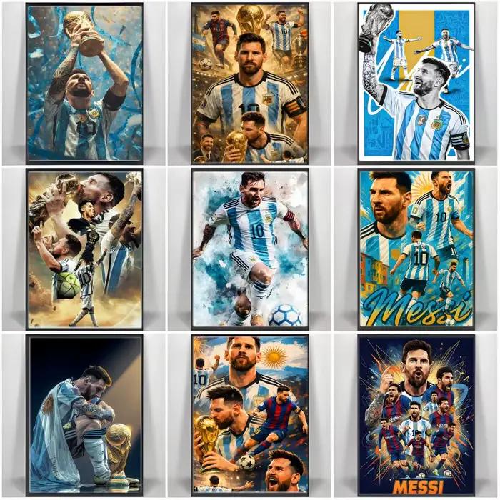 Affiche autocollante de la star du football L-Lionel M-Messi