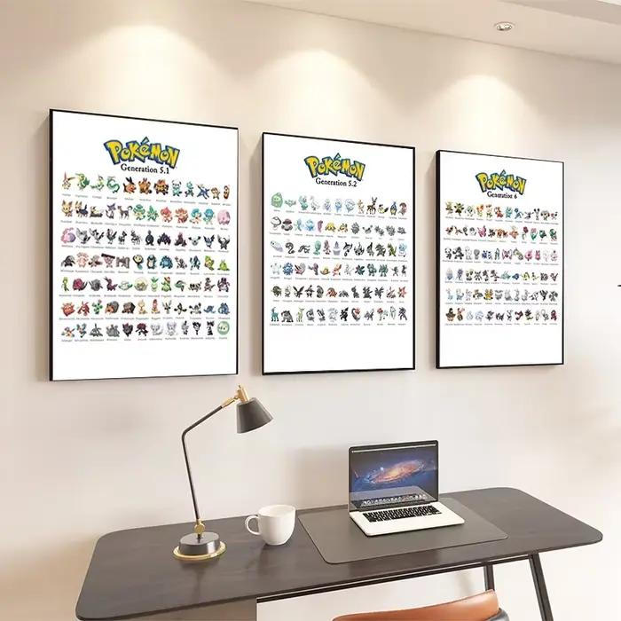 Version française classique Anime Pokemon périphériques Kawaii Pikachu affiche décoration Art aquarelle photos toile peinture