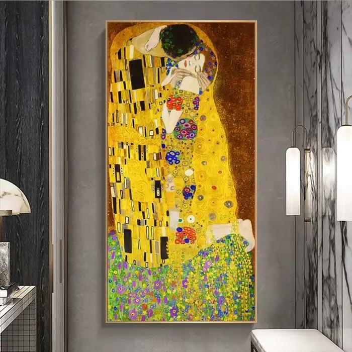 Gustav Klimt le baiser peintures à l'huile classiques imprimer sur toile affiches d'art et imprimés