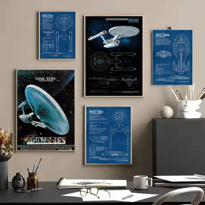 Vaisseau spatial Design S_Star T_Treks affiche décorative murale Art autocollants Mural Photo impression pour la maison salon couloir décor cadeau