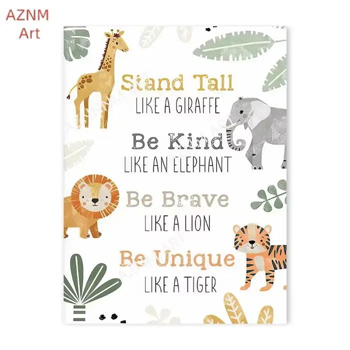 Affiche sur toile d'animaux de la Jungle