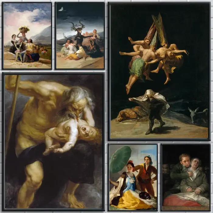 F-Francisco De Goya affiche autocollants peinture murale auto-adhésive Stickers muraux pour chambre salon maison HD décor cadeau