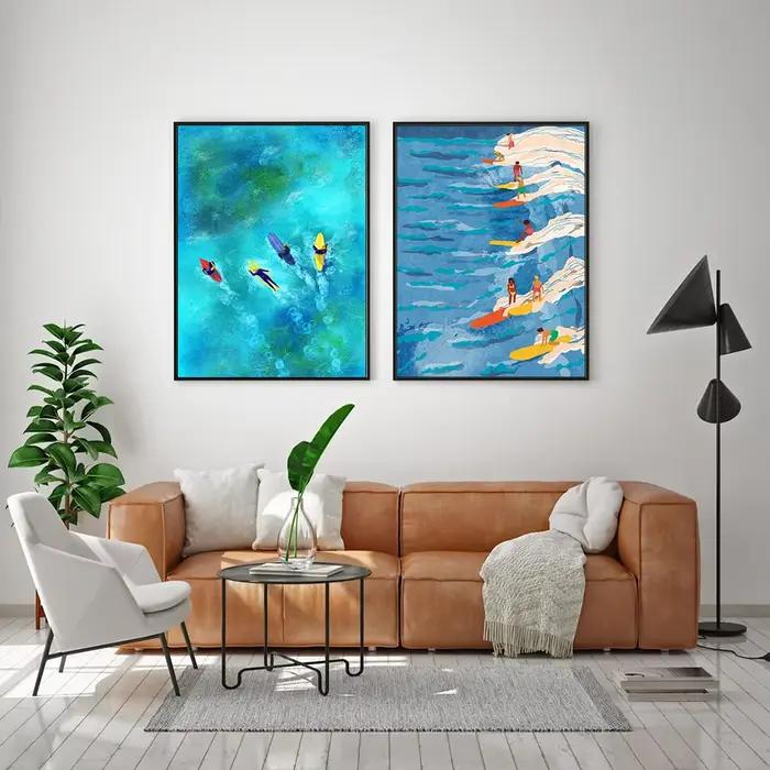 Affiche colorée de surf imprimée