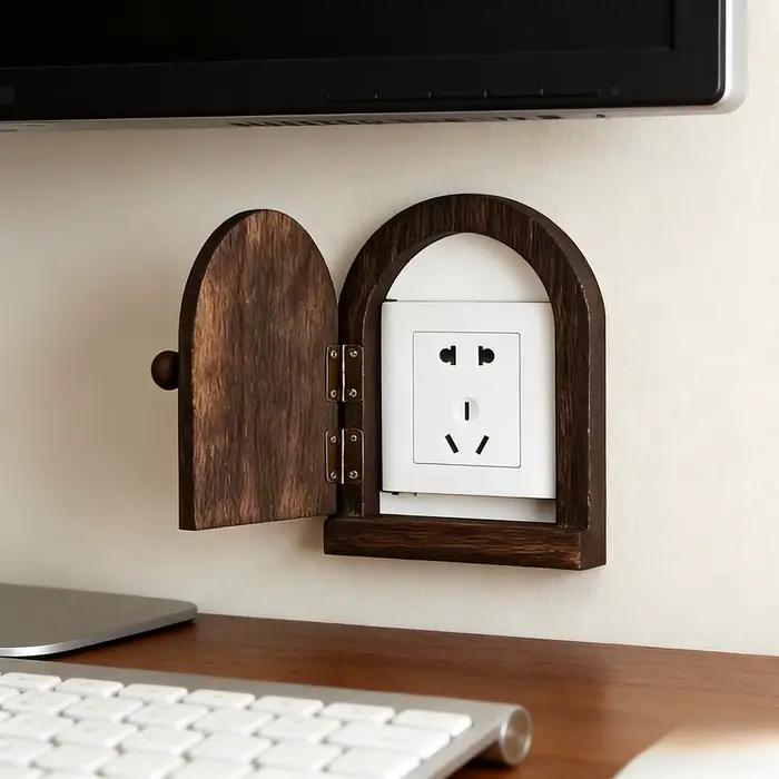Cache-prise en bois artisanal