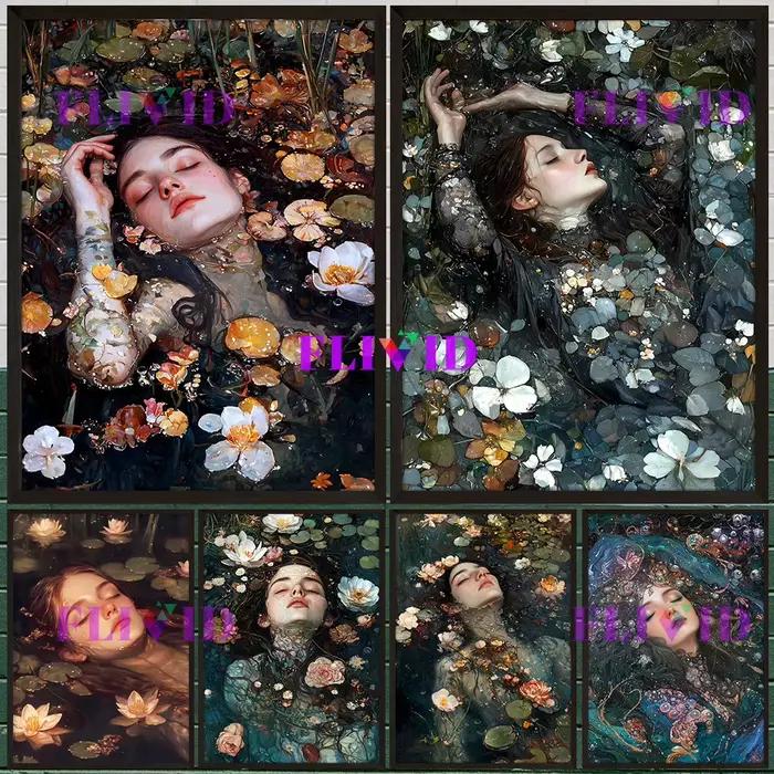Affiche florale gothique Dreaming Ophelia
