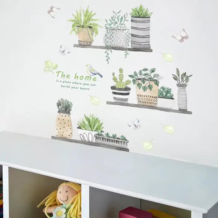 Autocollant Mural de Style peinture de plantes en pot