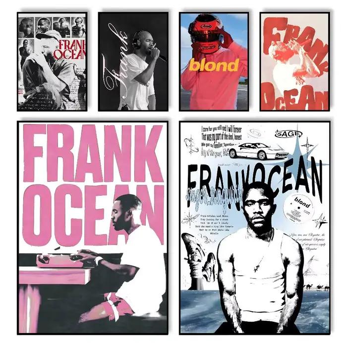 Affiche murale Hip Hop a-artiste Frank o-océan, art imprimé adapté au salon, chambre à coucher, bar, salon, décoration de maison, cadeau