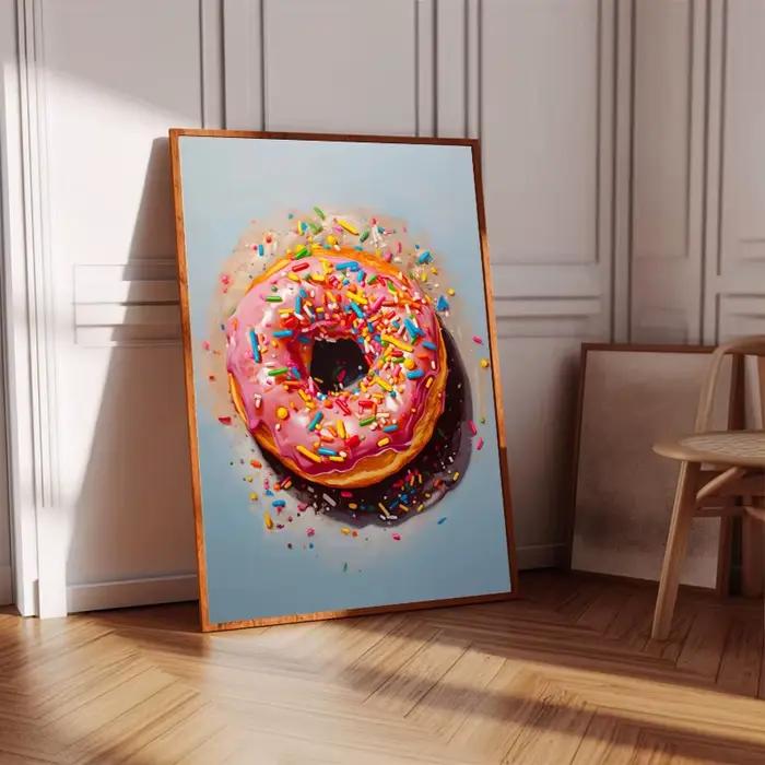 Peinture sur toile moderne rose, sucette, beignet, cerise, beignets, Macarons, Cupcake, impression Pop Art, affiche alimentaire colorée, décor de cuisine
