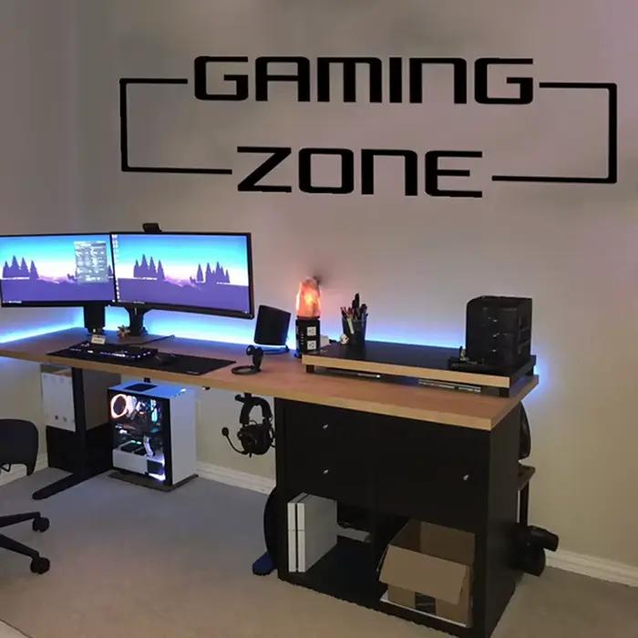 Grand autocollant mural Gaming Zone, salle de jeux, chambre d'enfant, jeu vidéo, citation, décalcomanie, chambre à coucher, vinyle, décoration d'intérieur