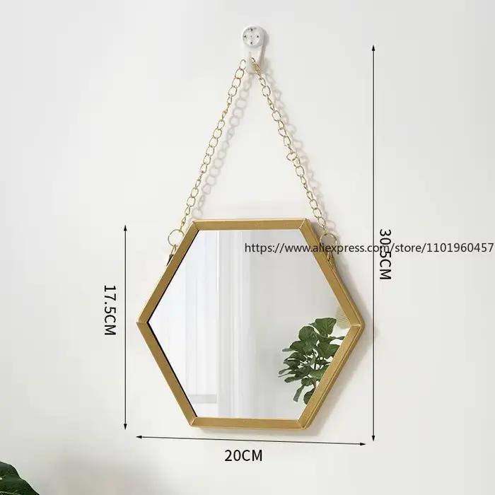 Miroir mural Hexagonal en fer nordique