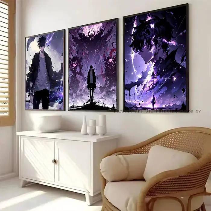 Affiches auto-adhésives imperméables Manga S-solos Anime L-Leveling