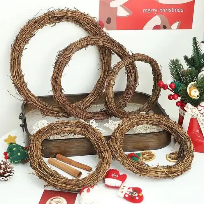10cm/15cm/20cm cadre en rotin artificiel maison de mariage fête de noël jardin extérieur décor bricolage mariée couronne porte accessoire suspendu