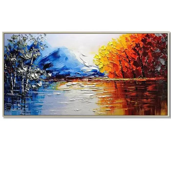 Peinture de paysage abstraite faite à la main sur toile