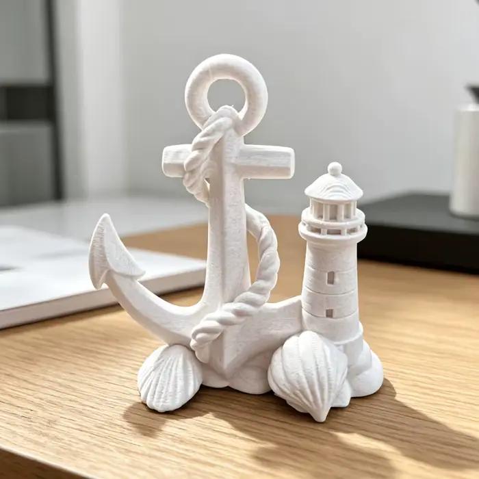 Statuette DIY Ancrage Nautique et Phare pour Décoration de Maison ou Bureau Thème Plage