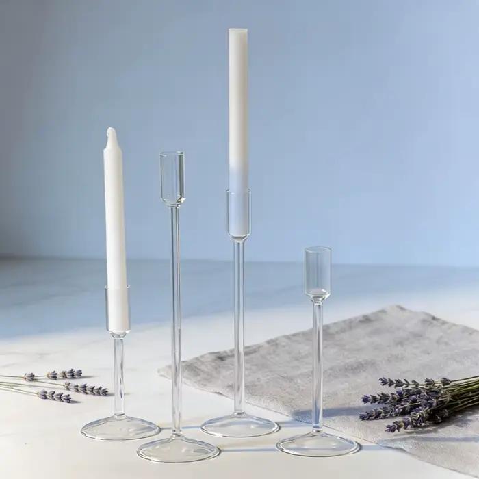 Porte-bougie en verre transparent de style minimaliste nordique