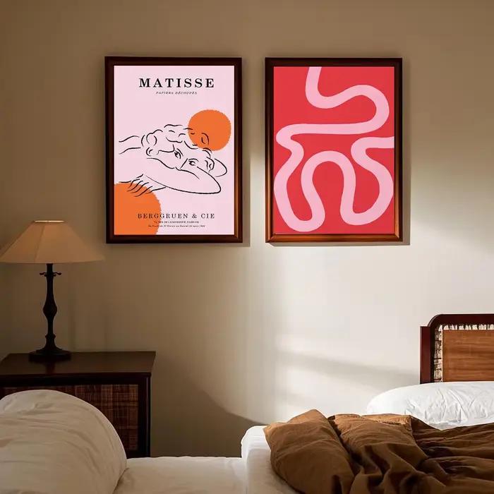 Affiche de fleurs de carte de muses Matisse roses abstraites, art HD, mur collant, étanche, décoration esthétique pour la maison, le salon, la chambre à coucher, le bar